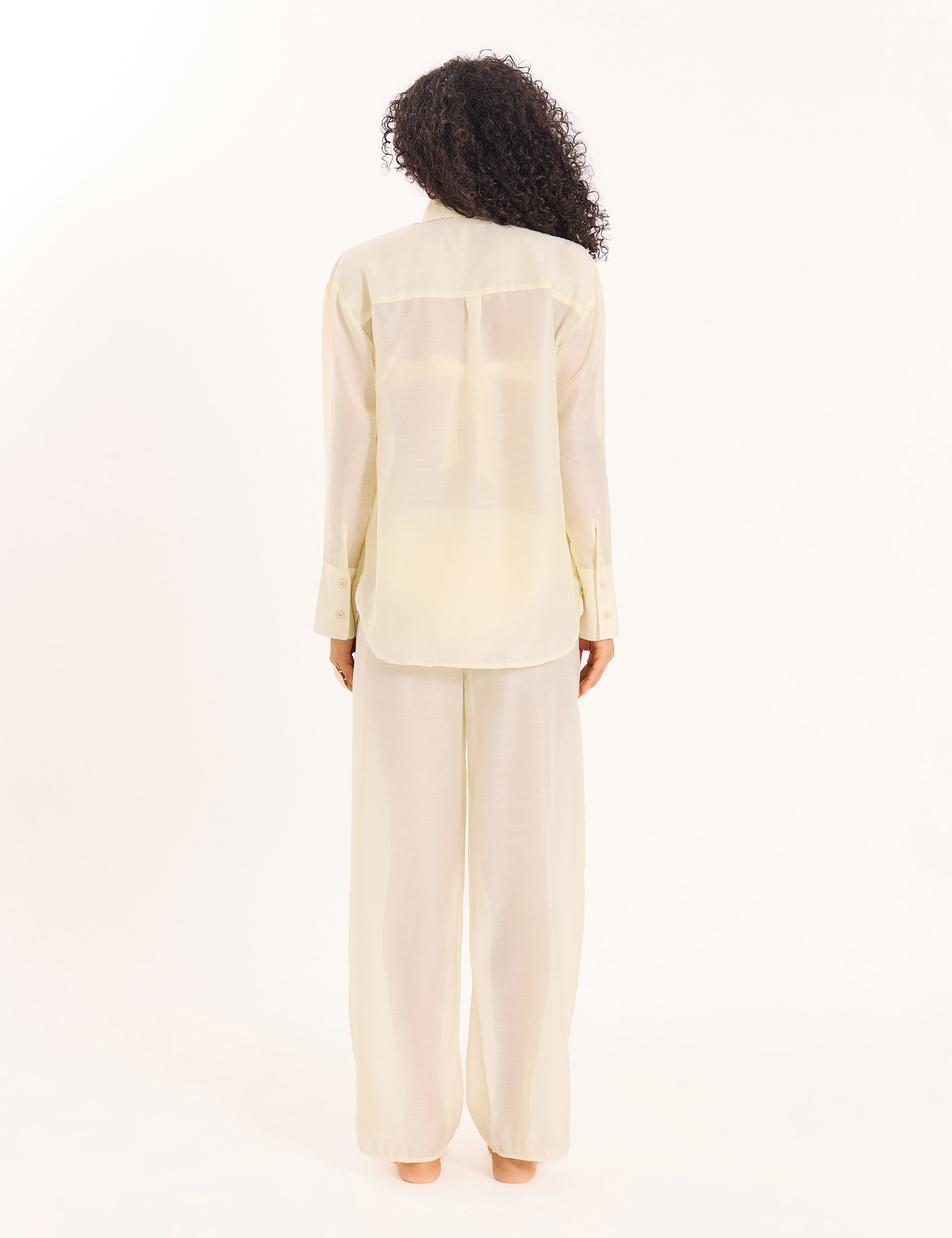 Lemon Semi Sheer Longline Shirt